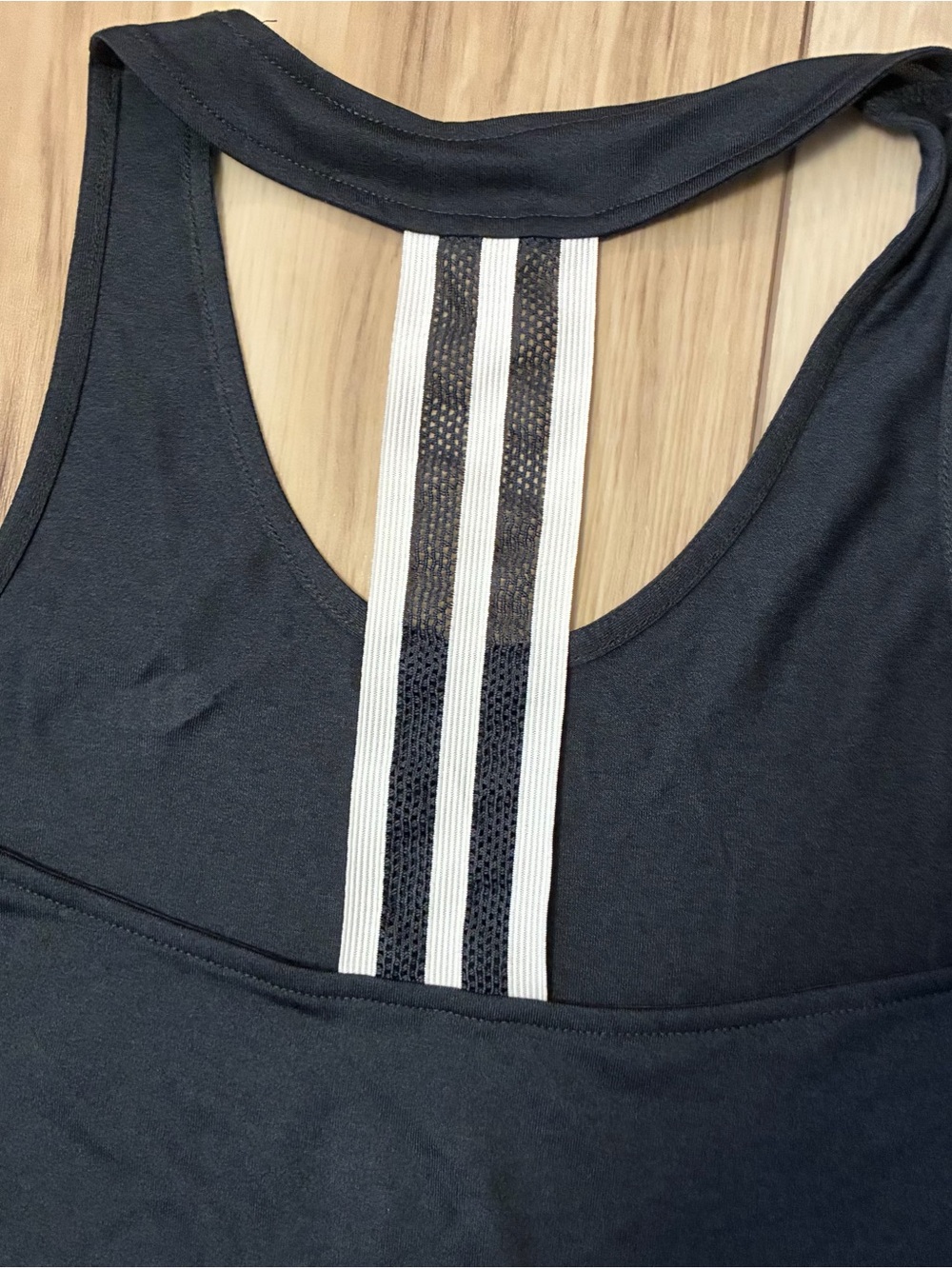 Adidas Black Women's Athletic Racerback Tank with Striped Back Detail - Picture 4 of 7